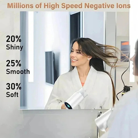 White 3 Mode Brushless Ionic Hair Dryer with Display‎ Screen Diffuser - Picture 5 of 7